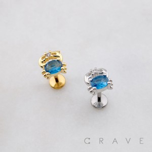 HAIL OVAL CZ CRAB THREADLESS (PUSH IN) 316L SURGICAL STEEL LABRET SET